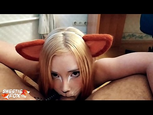❤️ Kitsune د هغې په خوله کې ډیک او کم تیر کړ ❤️ ☑